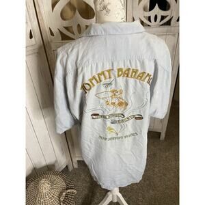 Tommy Bahama HOTEL BOMBAY LOUNGE Hawaiian Shirt Embroidered Silk Camp Medium